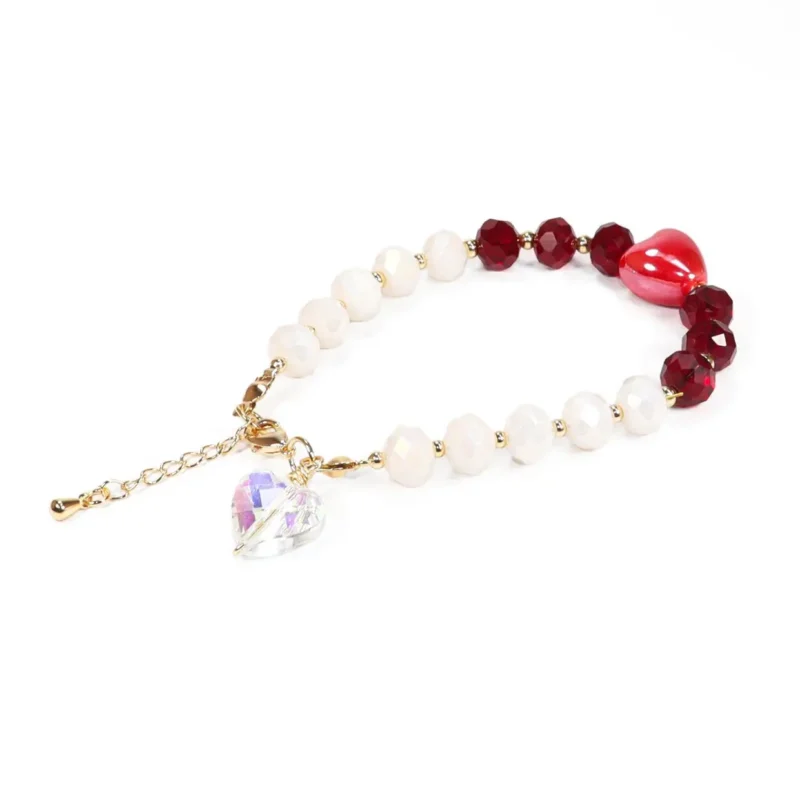 Pulsera corazón de cristal roja