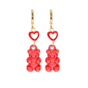 Aretes de ositos rojos